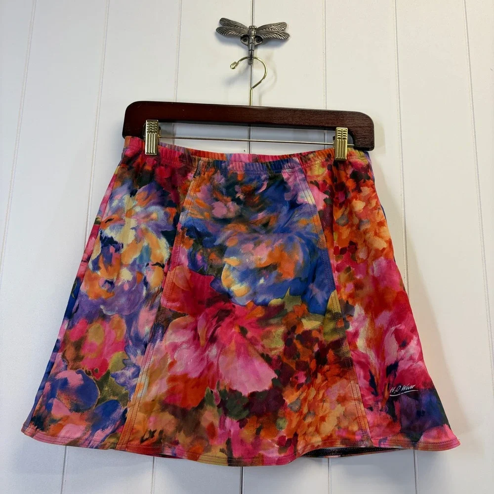 H2O Wear Watercolor Summer Swim Skirt Womens Size M Resortwear Vacation Beach